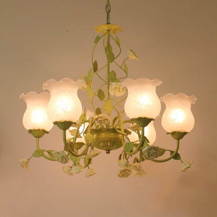 温馨田园风格吊灯创意客厅灯具韩式铁艺花草客厅吊灯