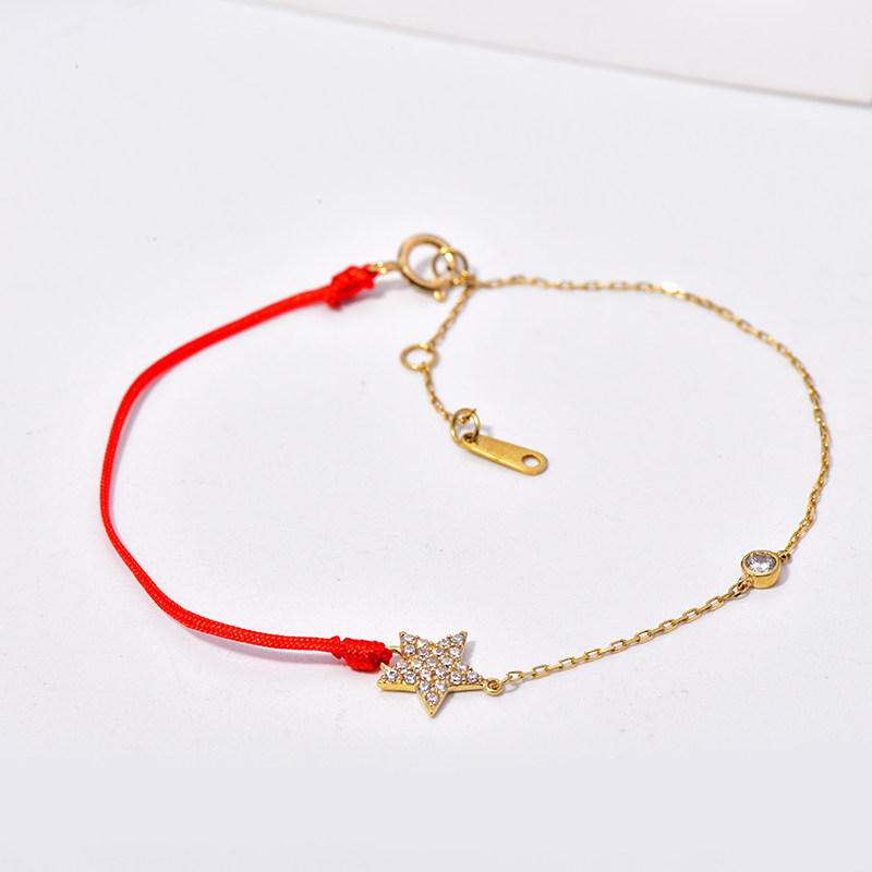 手链韩国正品14k黄金2021新款闪亮五角星本命年手饰