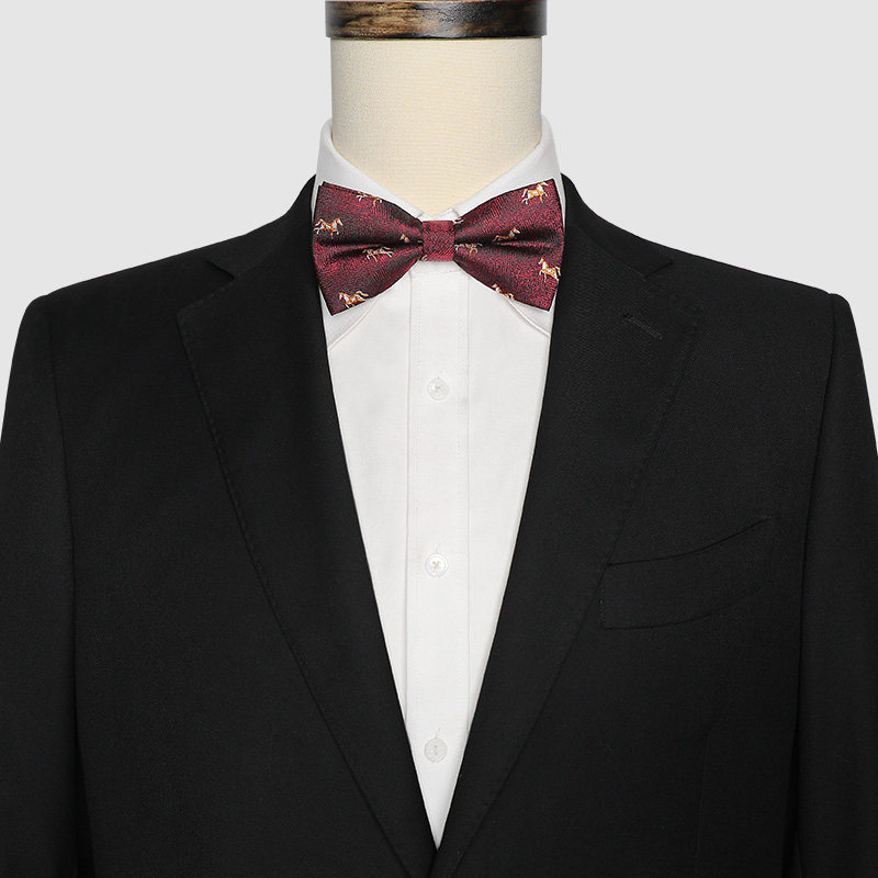 新郎伴郎领结结婚婚礼主持红色骏马提花男士领结