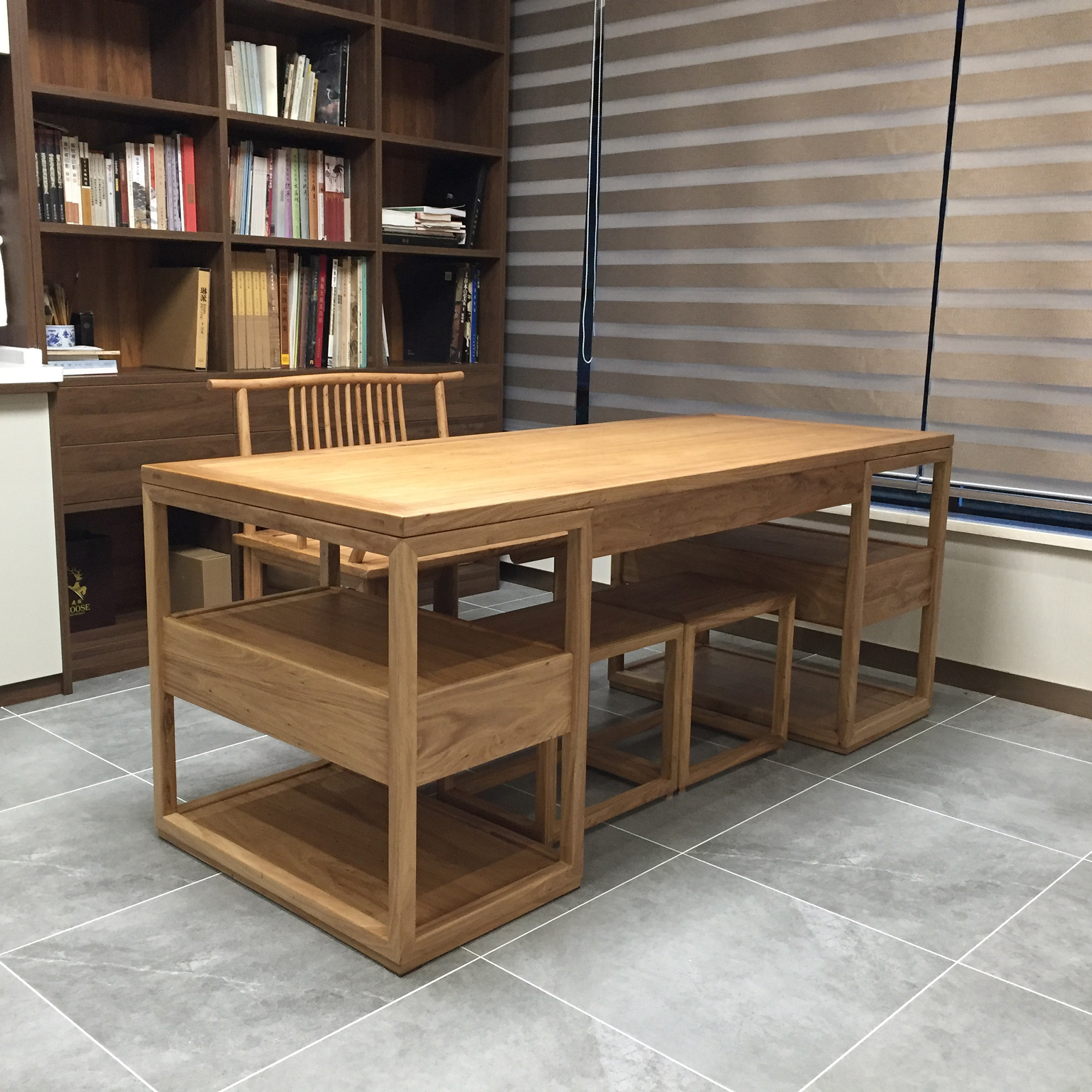 明式办公仿古写字台榆木实木胡桃木禅意书桌中式书桌