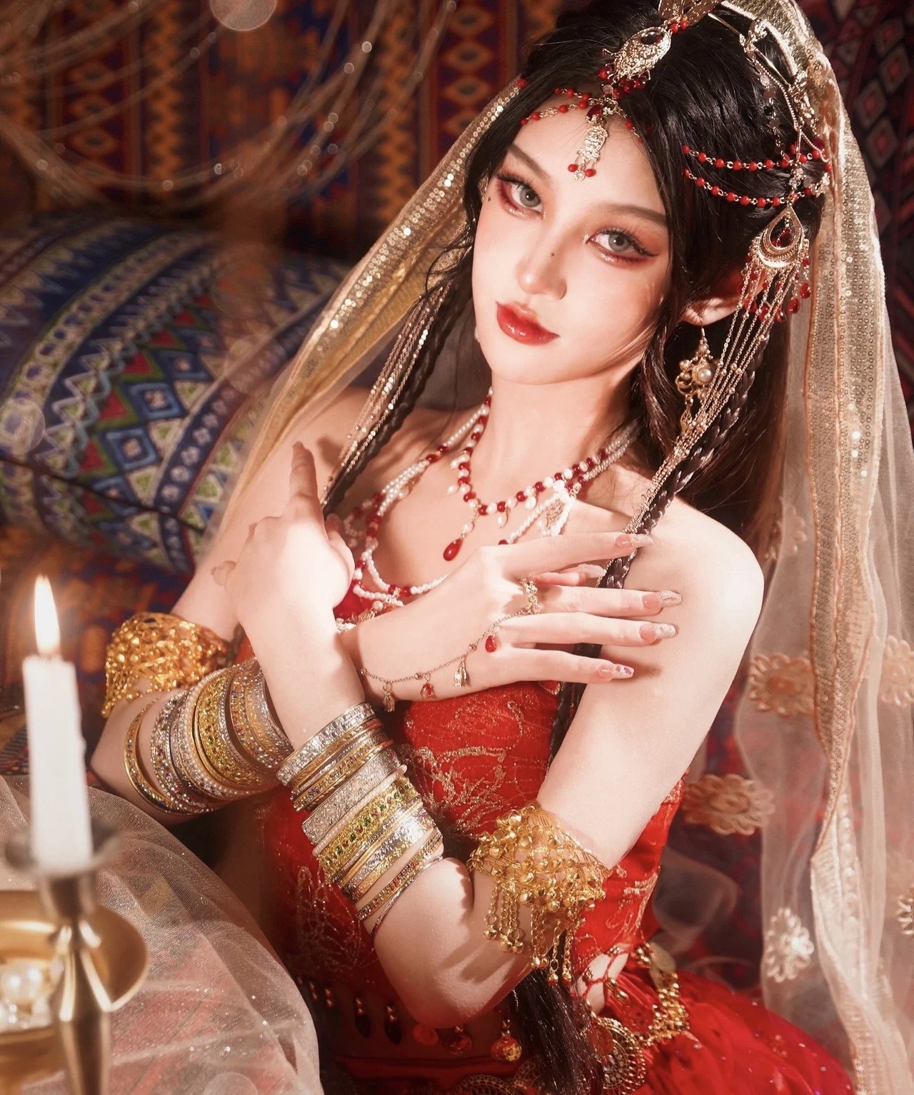 西域舞姬同款头饰茉莉公主沙丽头异域风情摄影写真发饰