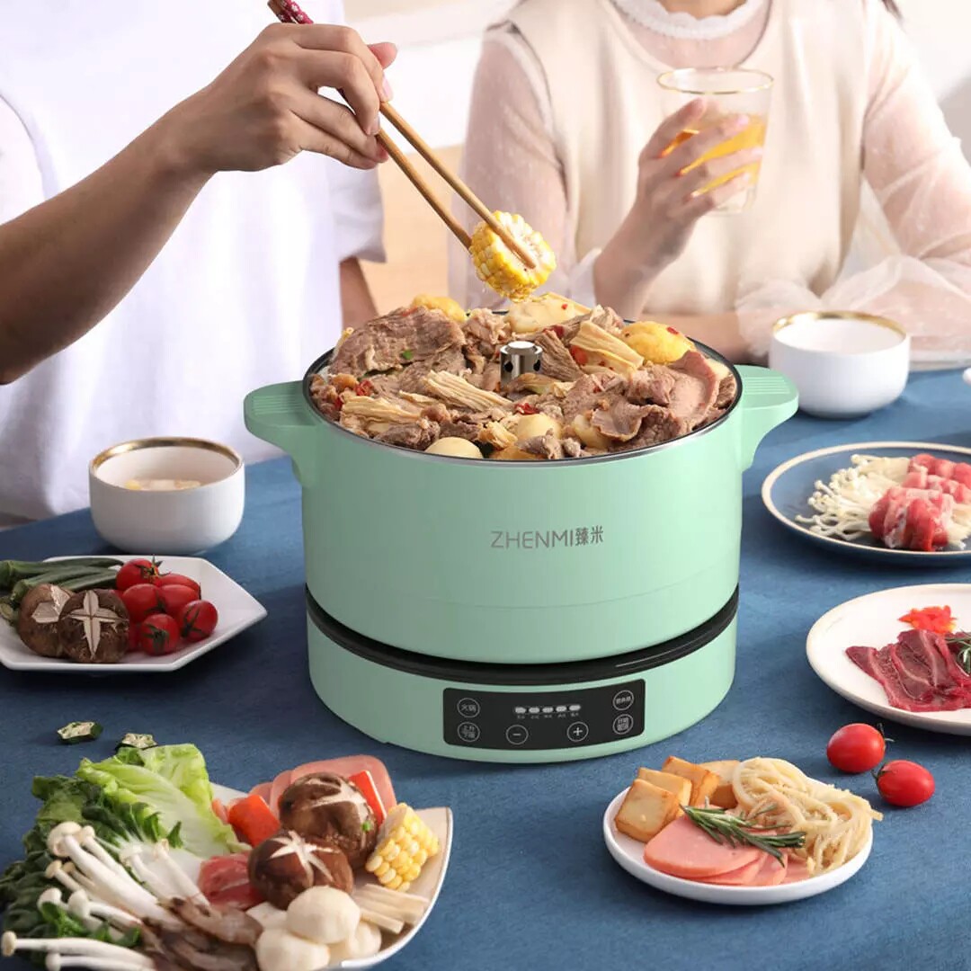 小米米智能升降火锅家用多功能一体电热锅电煮锅电热