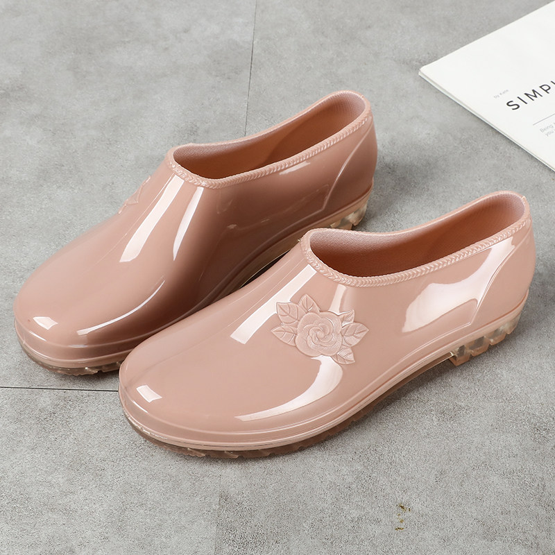 浅口女士防水防滑干活食堂家务耐磨胶鞋元宝雨鞋