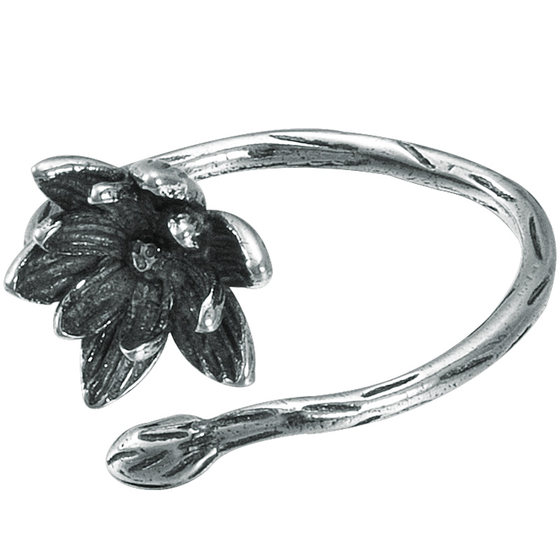 Wild temperament original design S925 sterling silver rings Fashionable personality lotus ring simple and sweet opening ring girl Wild temperament original design S925 sterling silver rings Fashionable personality lotus ring simple and sweet opening ring girl