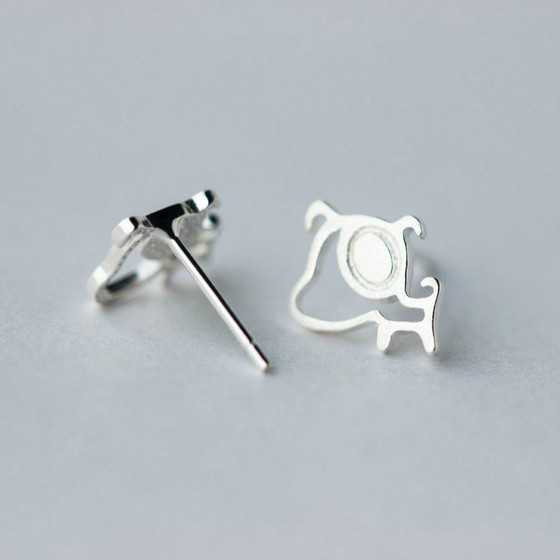 Simple design s925 sterling silver dumb -gerbon brushed puppy earring girl earrings fresh cute cartoon ear jewelry Simple design s925 sterling silver dumb -gerbon brushed puppy earring girl earrings fresh cute cartoon ear jewelry
