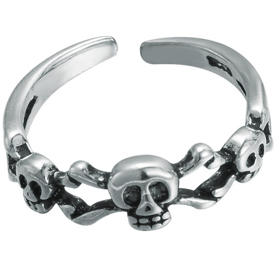 Xiao Zhang's story is simple S925 sterling silver jewelry personalized skull opening ring, men and women couples Xiao Zhang's story is simple S925 sterling silver jewelry personalized skull opening ring, men and women couples