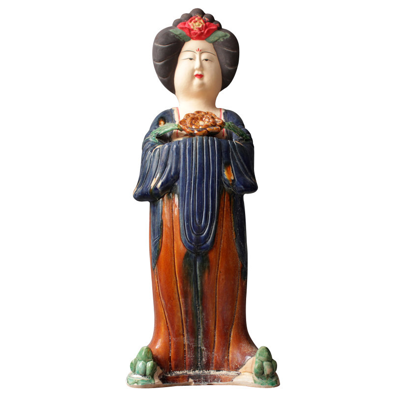 陶瓷仕女陶俑摆件唐三彩仿古侍女胖妞收藏家居饰品装饰摆件