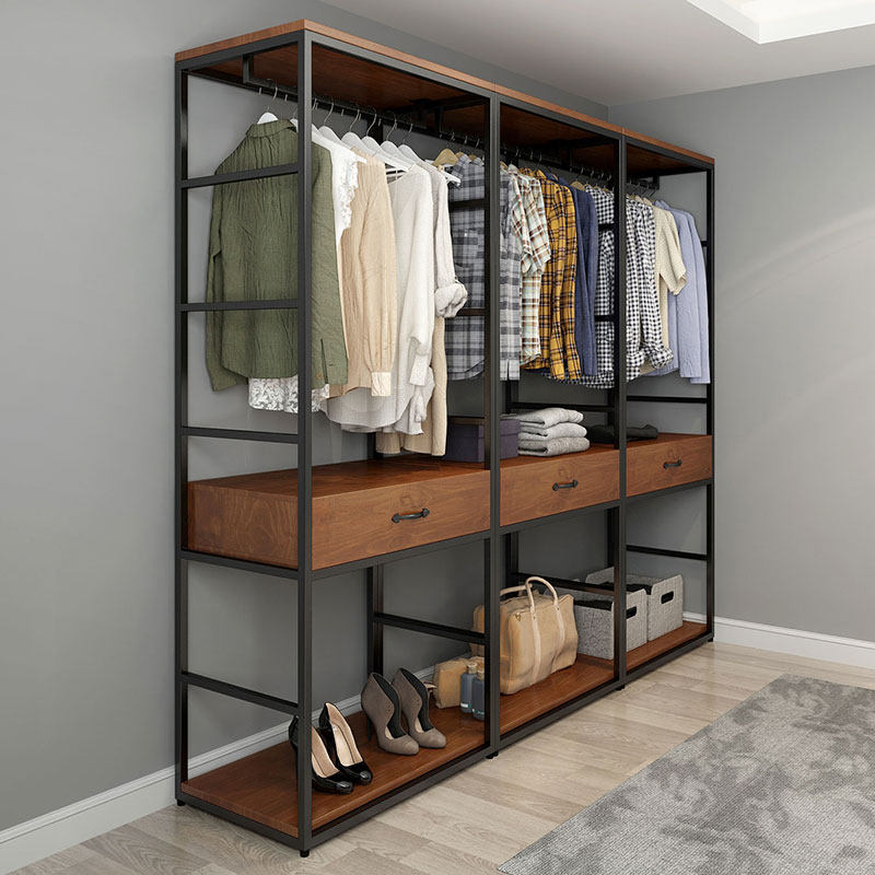 金属衣柜衣帽间置物架开放式衣帽架铁艺衣架卧室落地衣帽架