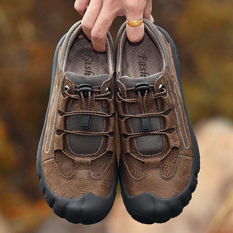 回力男鞋真皮登山鞋男户外运动休闲鞋软底防水防滑皮鞋越野徒步鞋