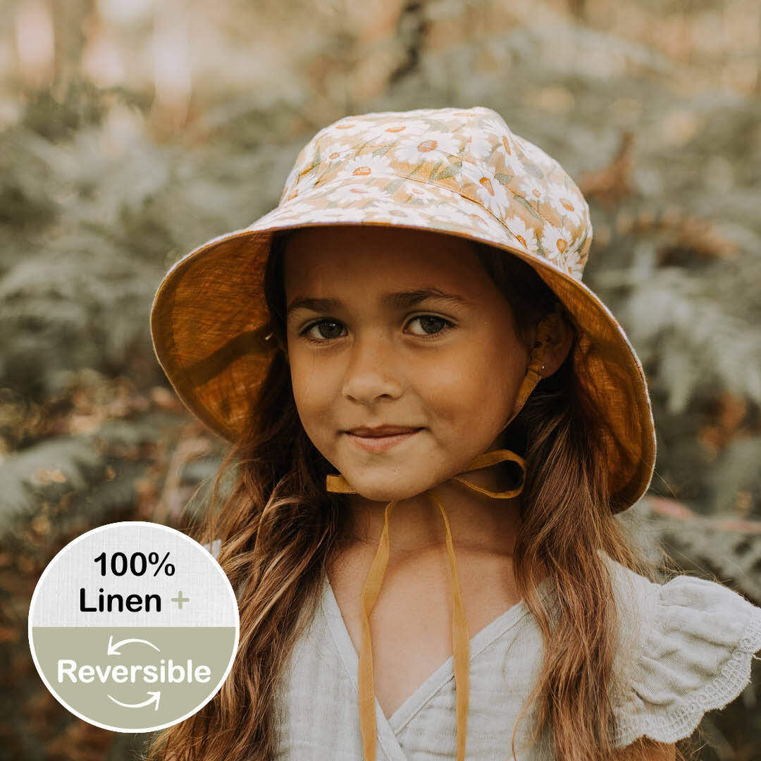 2022春夏新品澳洲bedhead儿童宝宝渔夫亚麻双面帽子