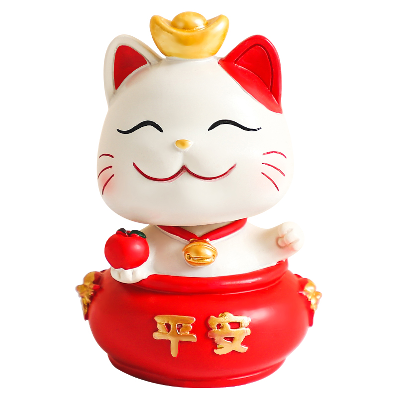 创意现代简约卡通可爱摇头招财猫摆件家居饰品桌面车载摆件