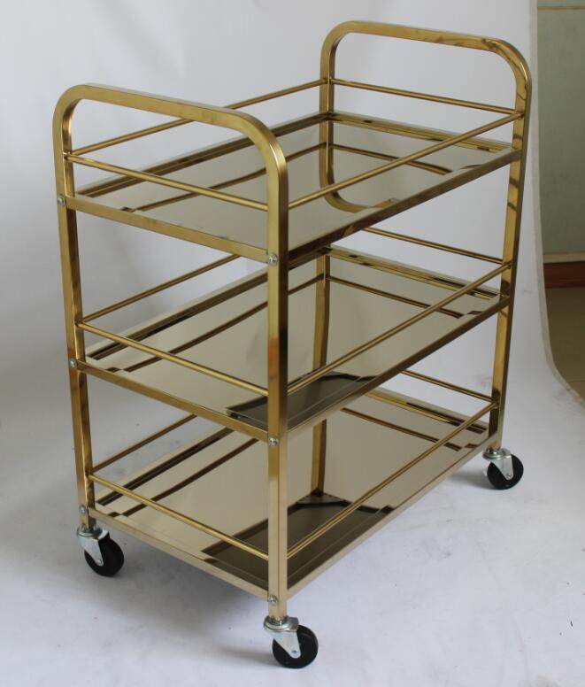 三层酒水车 宾馆 酒店服务车 手推车 高级茶水车 餐厅 钛金餐车