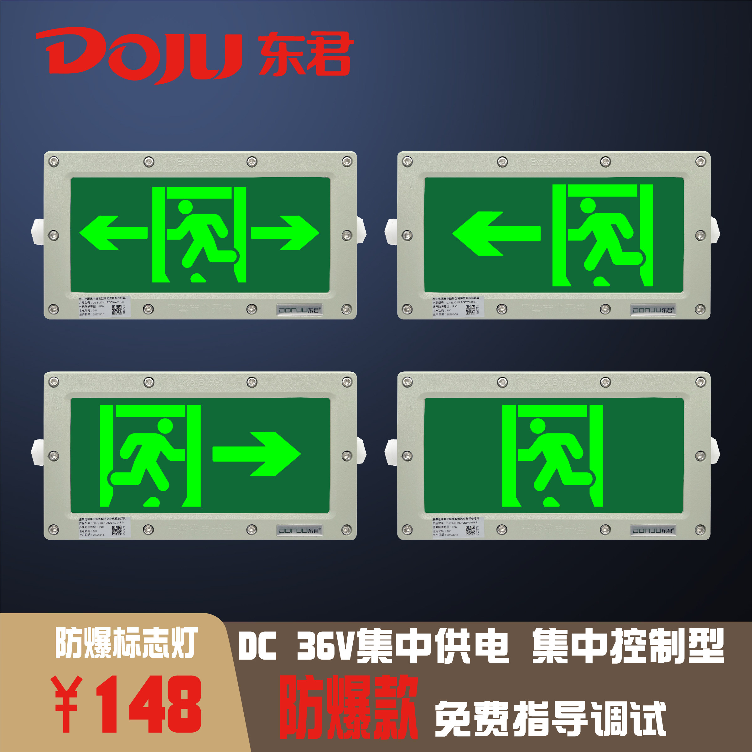 应急东君dc36v防爆照明集中电源双头头灯安全应急灯