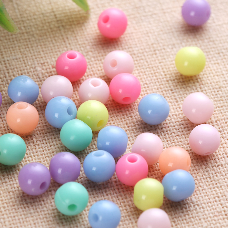 实色珠diy手工串珠散珠子亚克力塑料珠手串材料包配件穿珠异形状