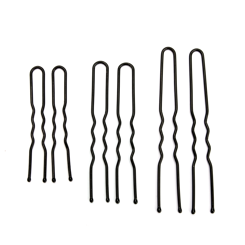 化妆师盘发专用u形夹钢质黑色u型夹新娘造型工具发夹一字夹边夹