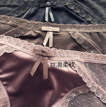 ໂສ້ງຂາສັ້ນແບບເອີຣົບ ແລະ ອາເມລິກາ ແບບໃໝ່ໆ bow silky lace lows briefs for women mesh transparent sexy shorts drying quick
