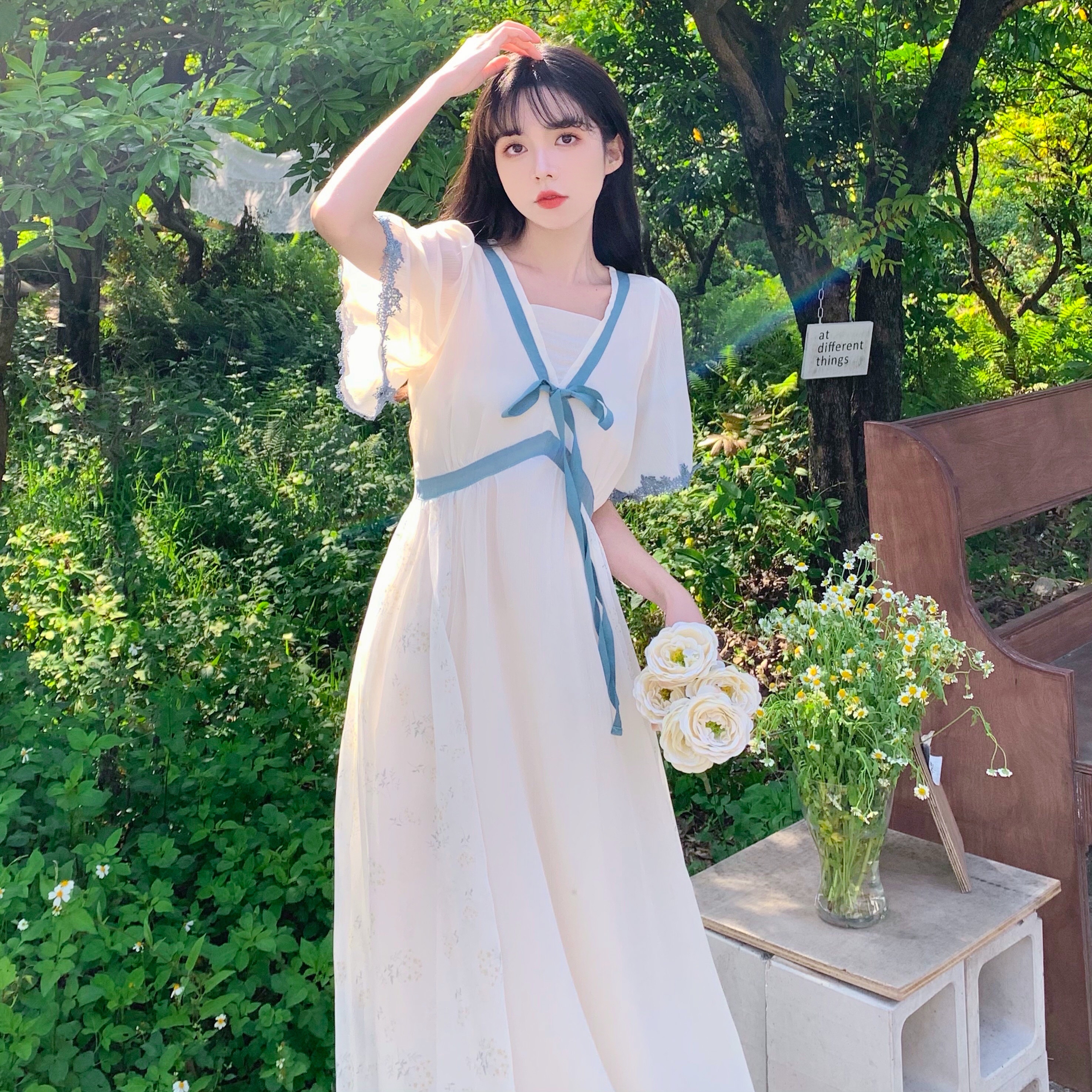 改良汉服连衣裙少女女生夏装2022新款初中中高连衣裙