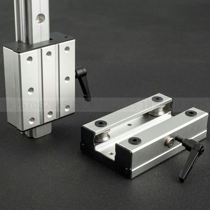 锁紧定位导轨滑块外置双轴心直线滑台滚轮木工滑轨高精度锯台轨道