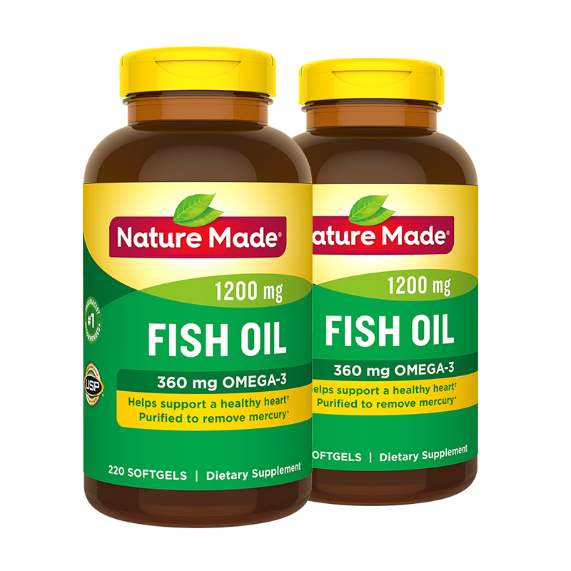 进口鱼肝油 美国naturemade深海鱼鱼油软胶囊中老年成年220粒原装