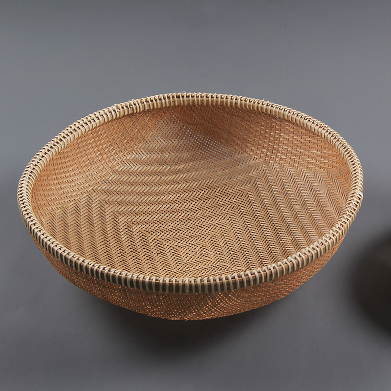高档竹编簸箕圆形筛子农家竹制品馒头收纳家用竹编