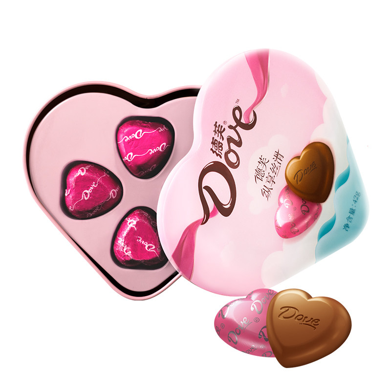 礼物巧克力德芙42g爱心礼盒情人节女友伴手生日夹心巧克力
