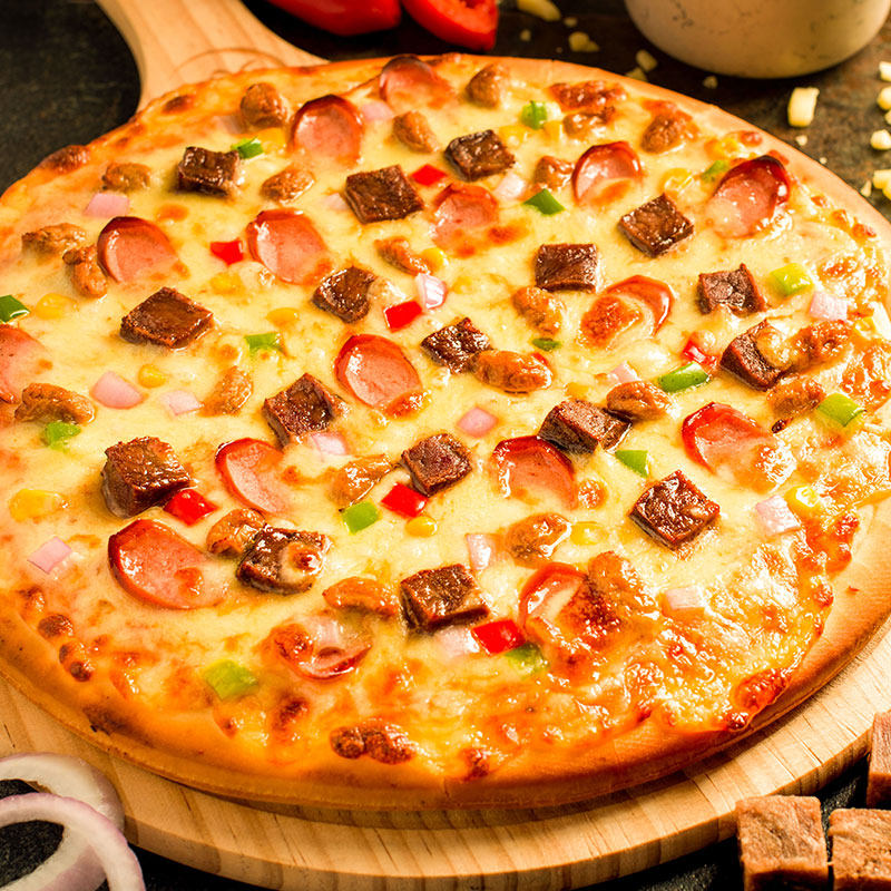 美臣披萨7寸法式牛肉比萨210g商用美式厚饼其他烘焙半成品
