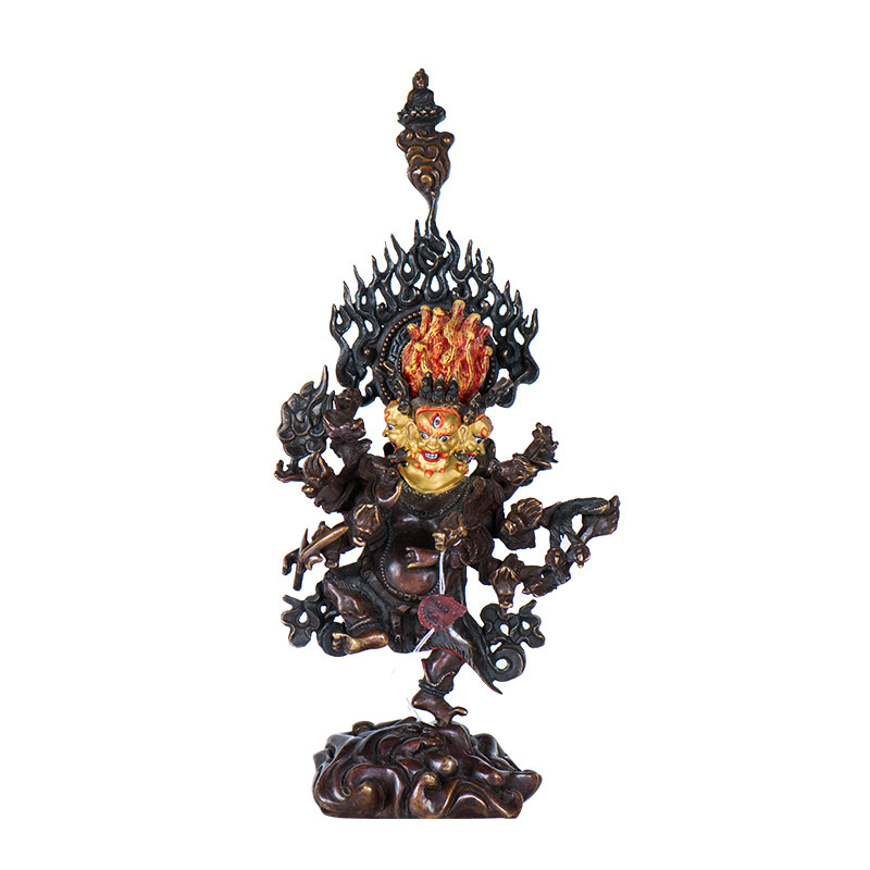 欧斯特秽迹金刚尼泊尔手工9寸紫铜做旧藏传佛教居家摆件