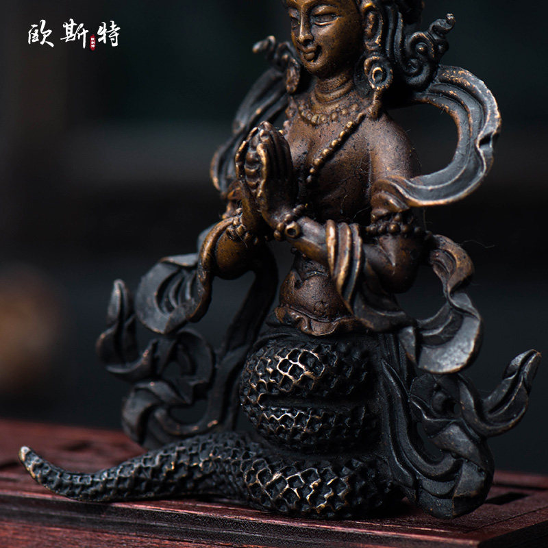 欧斯特尼泊尔藏传密宗随身摆件手工龙女龙树菩萨摆件