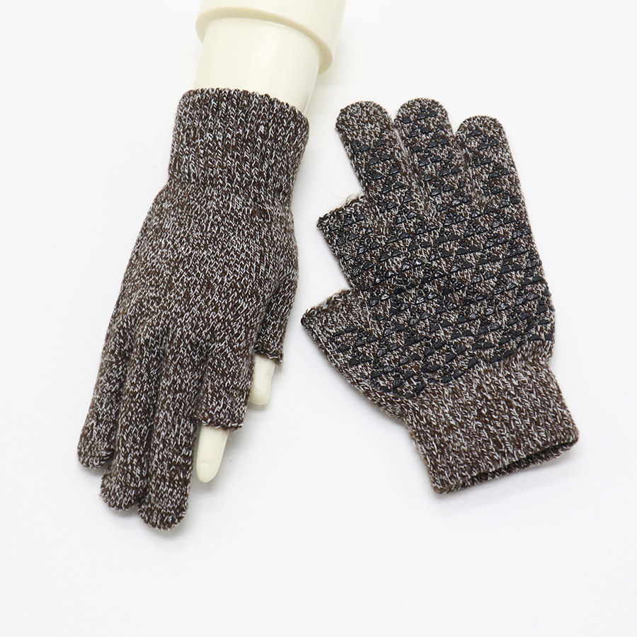 露二指手套男冬秋冬季保暖防寒防滑触屏男士骑行运动骑手送外卖