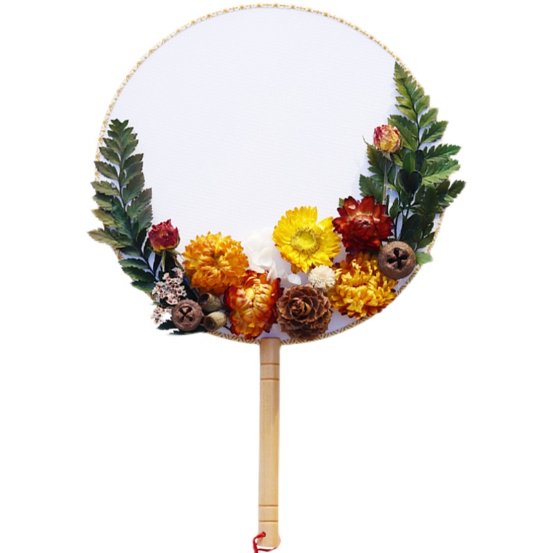 干花手工古风永生花团扇diy材料手工制制作扇子干花