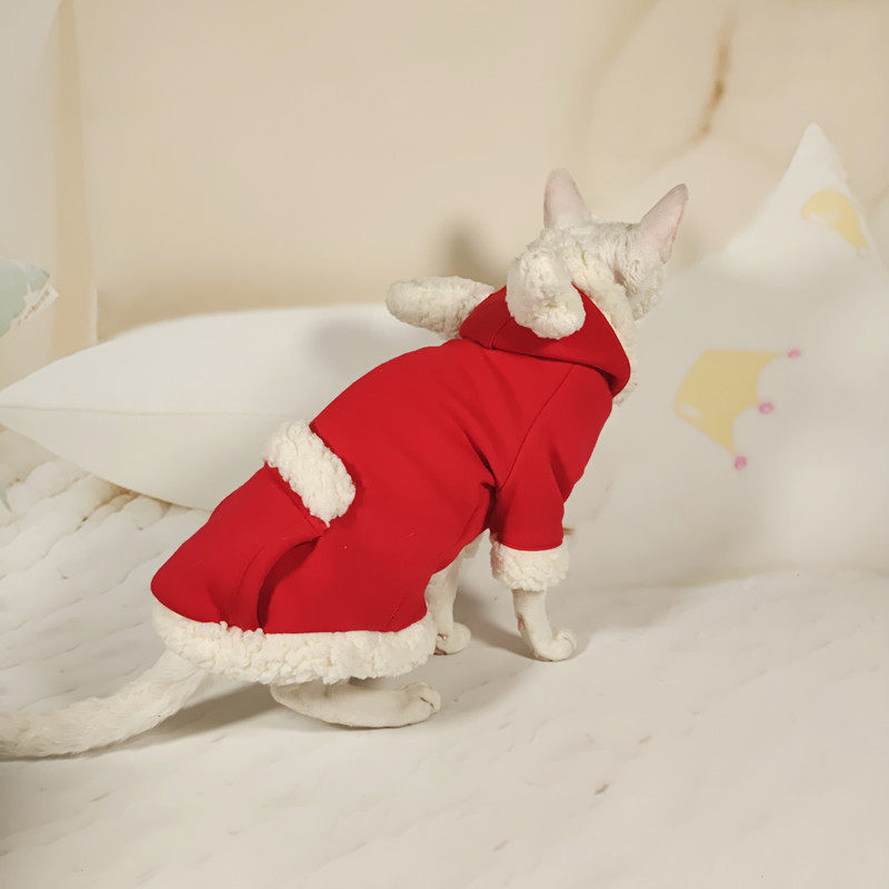 冬季芬克斯无毛德文衣服圣诞麋鹿喜庆庆加加厚宠物服装