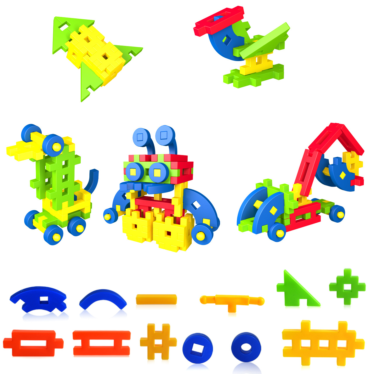 传统怀旧玩具3d立体双面大号颗粒塑料百变塑料积木