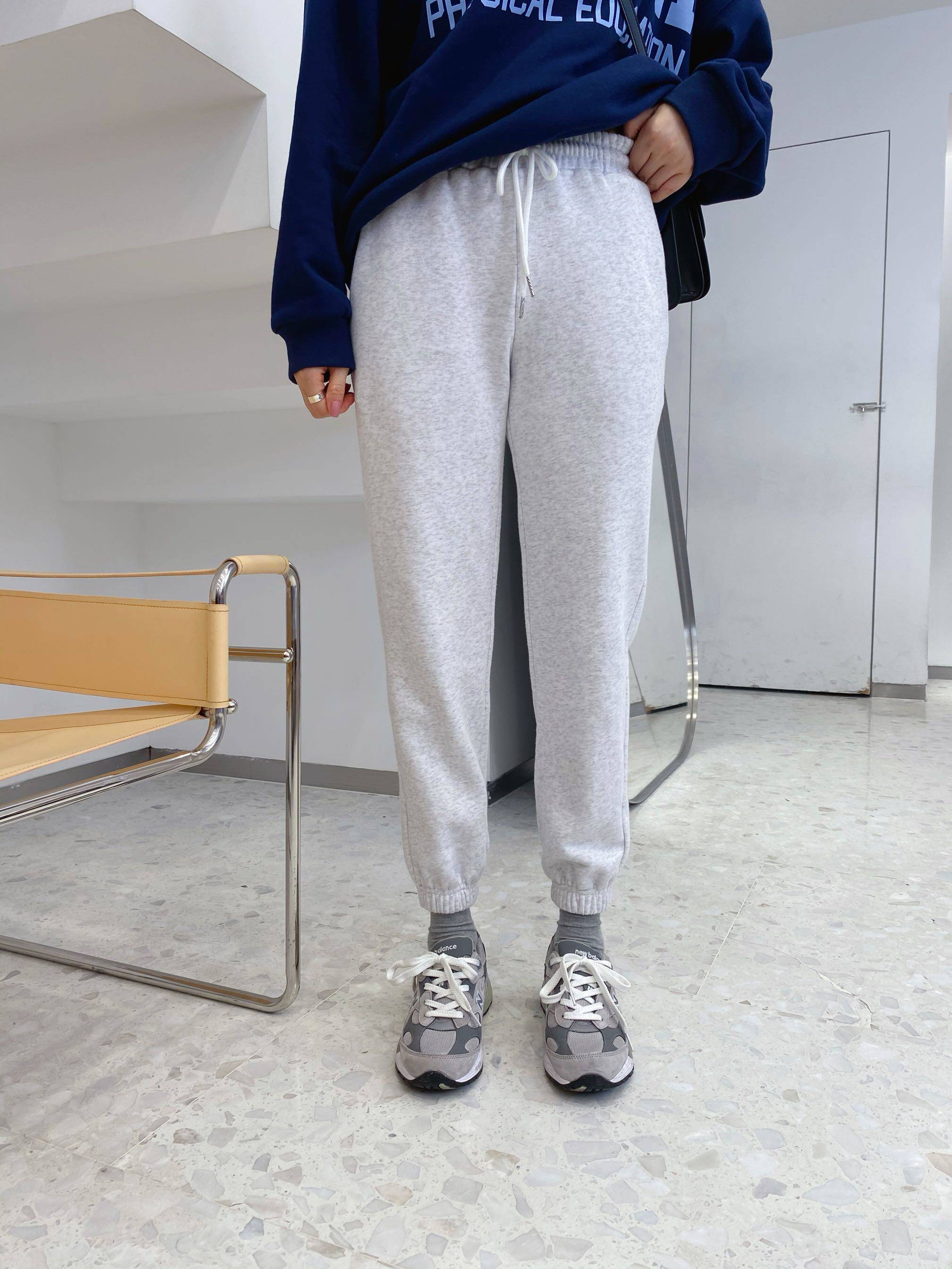 widelia2020冬季新款松紧裤脚高腰宽松显瘦休闲裤