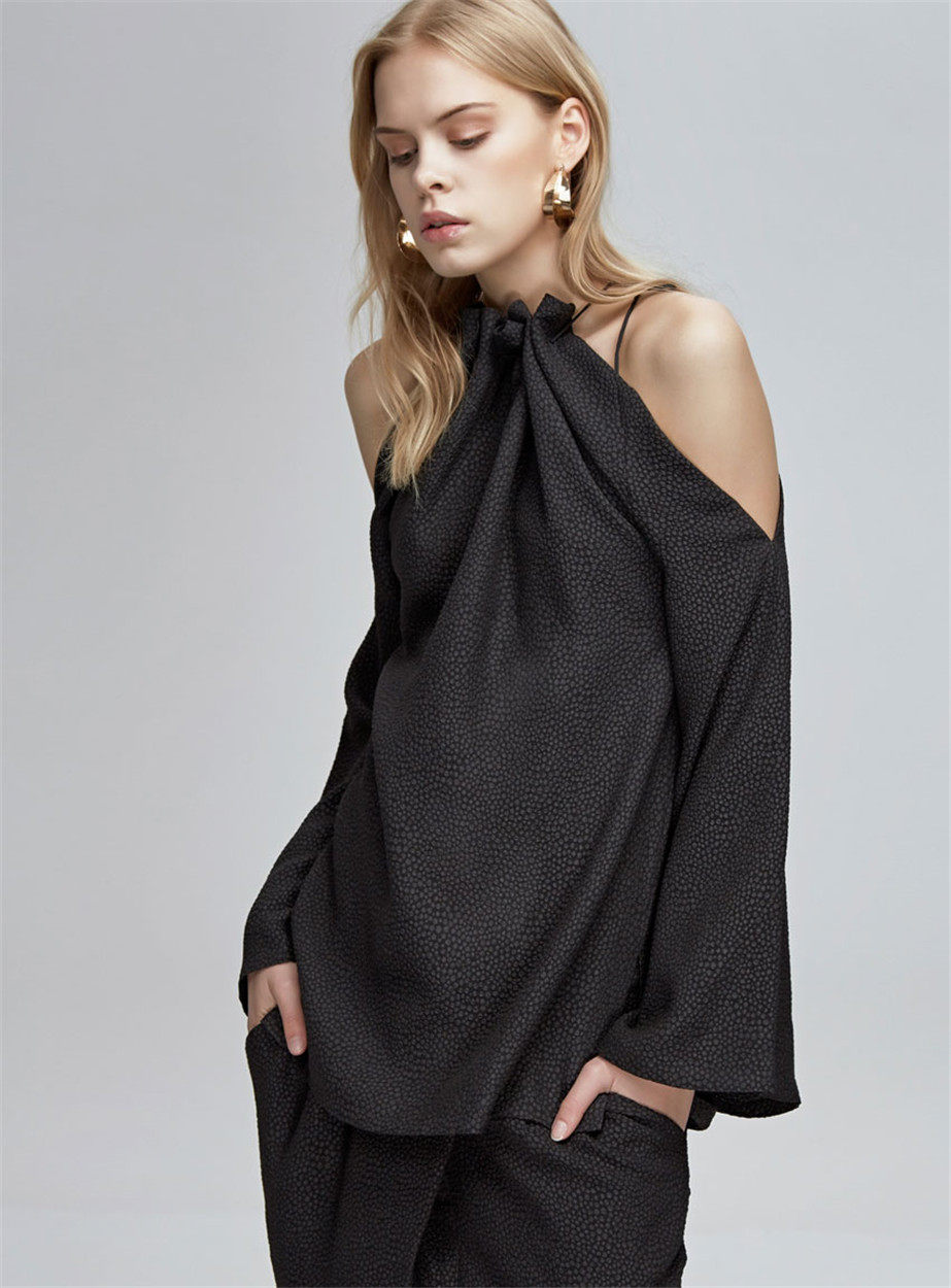 澳洲设计师品牌finderskeepers领子褶皱设计上衣长袖t恤