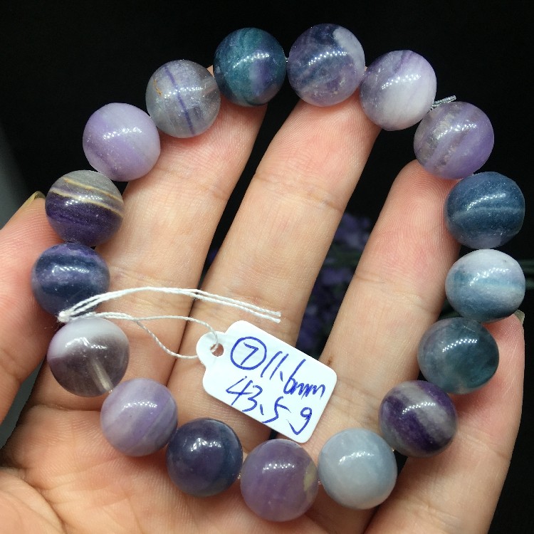 天然单圈手暖宫矿温伴生苏萤石女舒手链圆珠萤石项坠