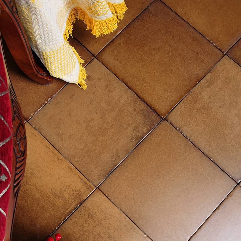 复古手工窑变棕色地砖户外阳台台地板砖厨房釉面砖