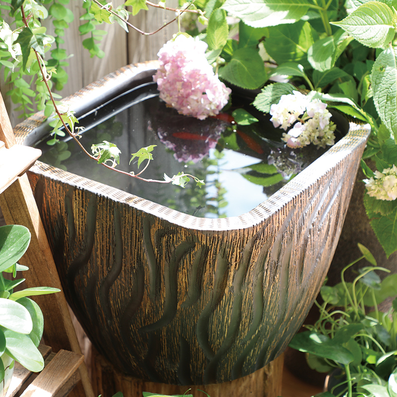 鱼缸荷花风水生态客厅阳台仿石龙鱼缸金鱼缸创意桌面缸