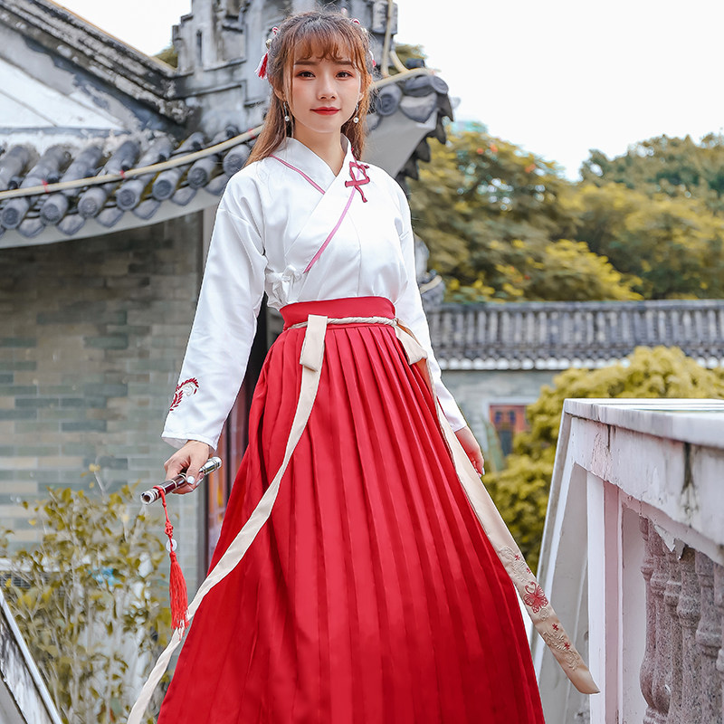 古装仙女飘逸清新淡雅樱花超仙长款汉服中国风套装日常古风裙子夏