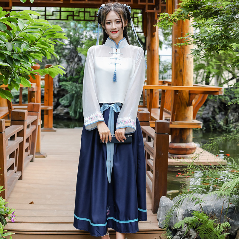 古装汉服女改良春夏古风日常装短裙汉元素襦裙毕业中国风学生班服