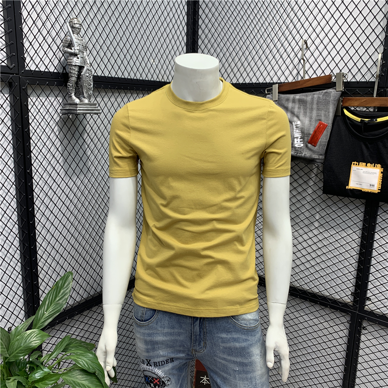 夏季新款潮牌男士短袖T恤简约纯色百搭高品质纯棉半袖体恤上衣潮