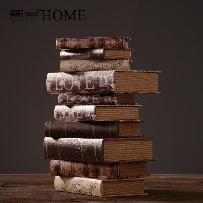 欧式复古假书装饰书仿真书美式书籍创意摆件道具书收纳盒陈列道具