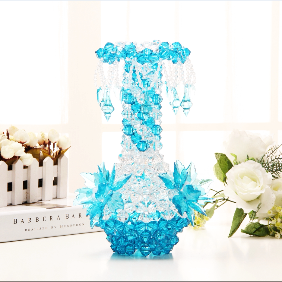 diy手工编织串珠花瓶装饰品工艺品家居客厅摆件吊坠花瓶材料包