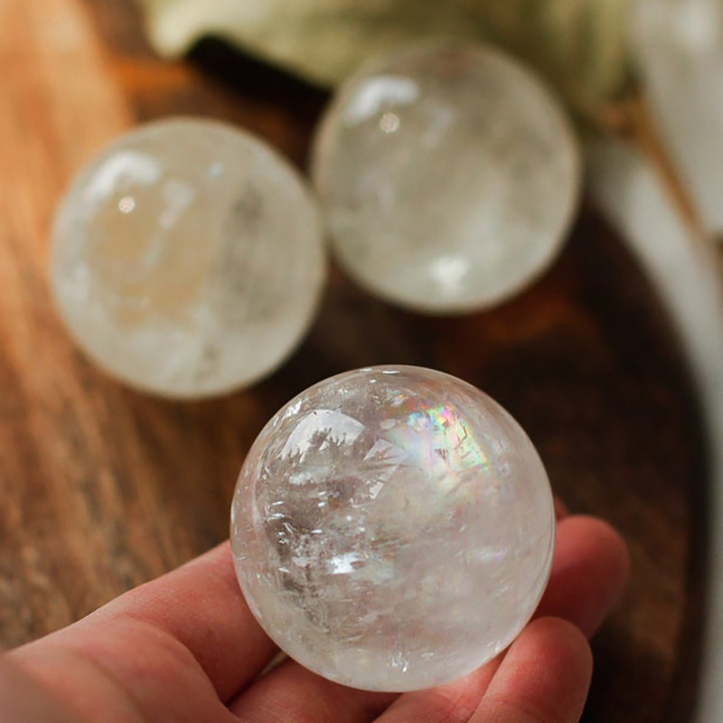 天然真正正冰洲石方解石水晶球冰岛之石店铺办公室摆件
