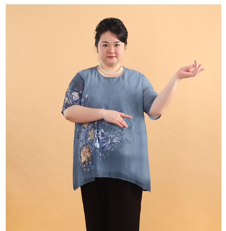 肥婆大码女装夏装加肥加大200斤超胖妈妈中老年人短袖t恤上衣服春