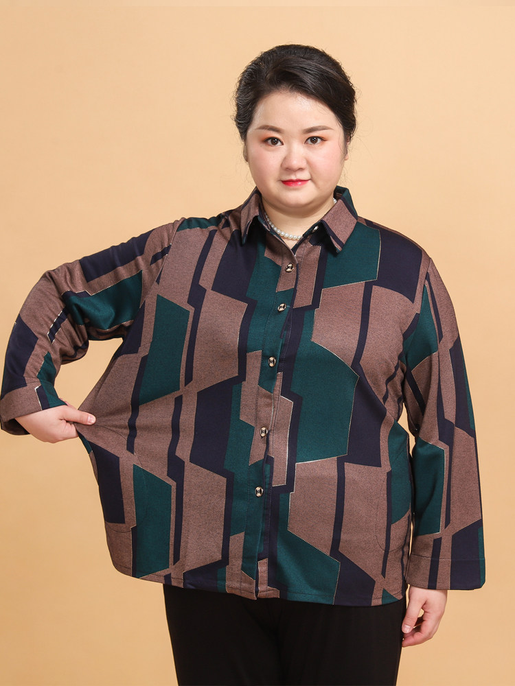 中老年胖妈妈妈春装外套短款衬衫200斤老年人奶奶中老年女装