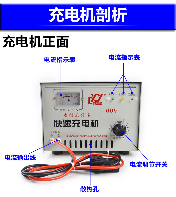 电动三轮车水电瓶充电器48v伏蓄电池60v大功率72v纯铜快速充电机