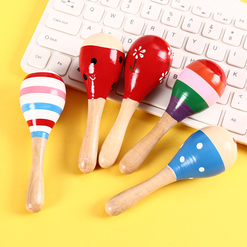木制彩色沙响棒大沙锤沙球筒手摇乐器婴幼儿童宝宝早教智力玩具