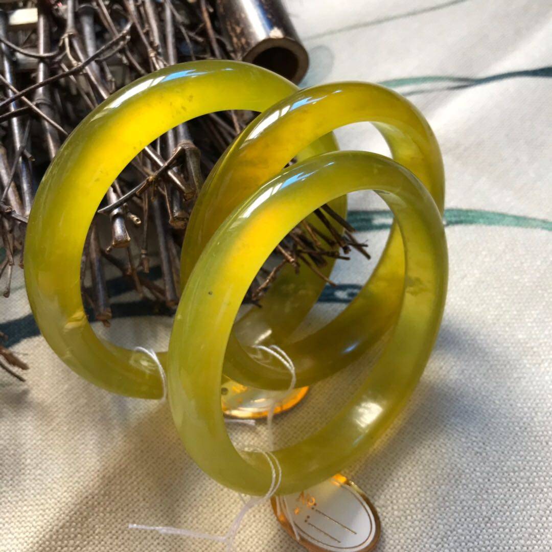 手镯黄金玉天然岫玉扁条女款玉镯高冰微朝鲜黄手镯手镯