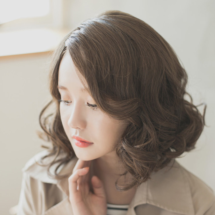 韩国假发女短发 蓬松短卷发 中分刘海 自然仿真大头皮卷发 梨花头