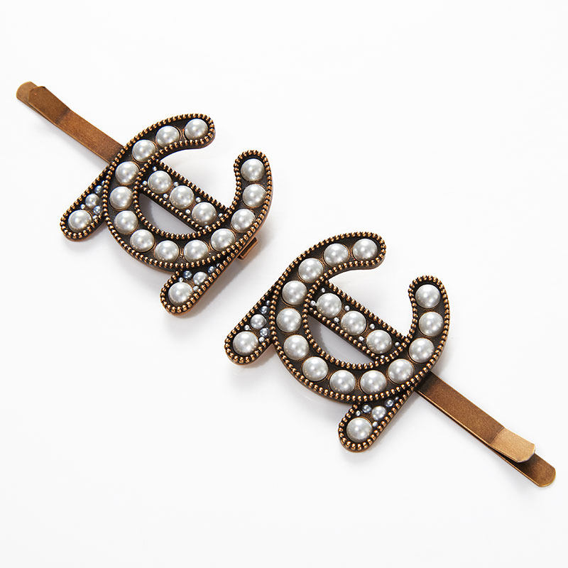 laurencechico发夹胸针logo字母简约珍珠可爱复古发饰